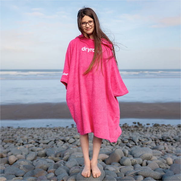 2026 Dryrobe Junior Albornoz De Cambio De Toalla Orgánico ORGANICJTCRHP - Hot Pink